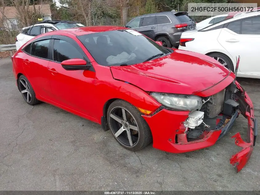 2HGFC2F50GH560172 2016 Honda Civic Lx