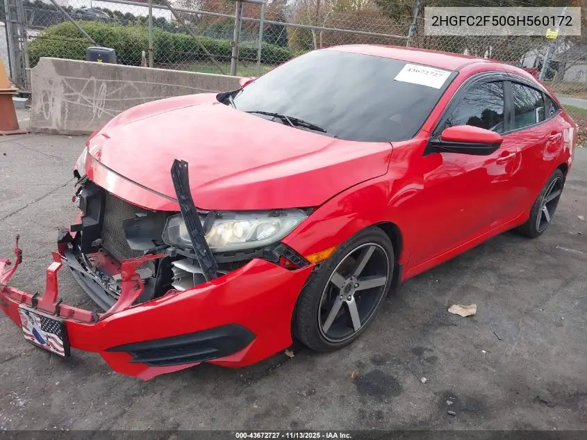 2HGFC2F50GH560172 2016 Honda Civic Lx