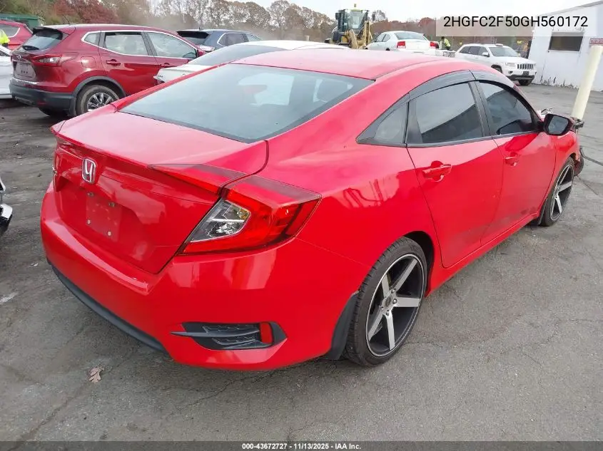 2HGFC2F50GH560172 2016 Honda Civic Lx