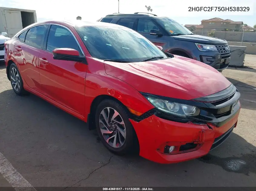 2HGFC2F75GH538329 2016 Honda Civic Ex