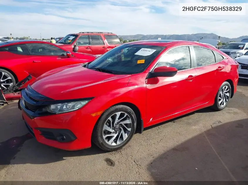 2HGFC2F75GH538329 2016 Honda Civic Ex