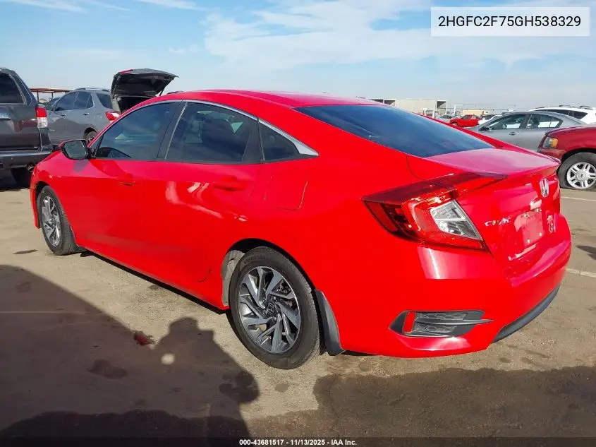 2HGFC2F75GH538329 2016 Honda Civic Ex