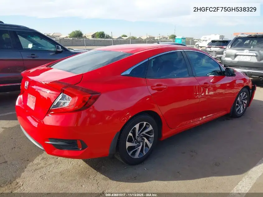 2HGFC2F75GH538329 2016 Honda Civic Ex