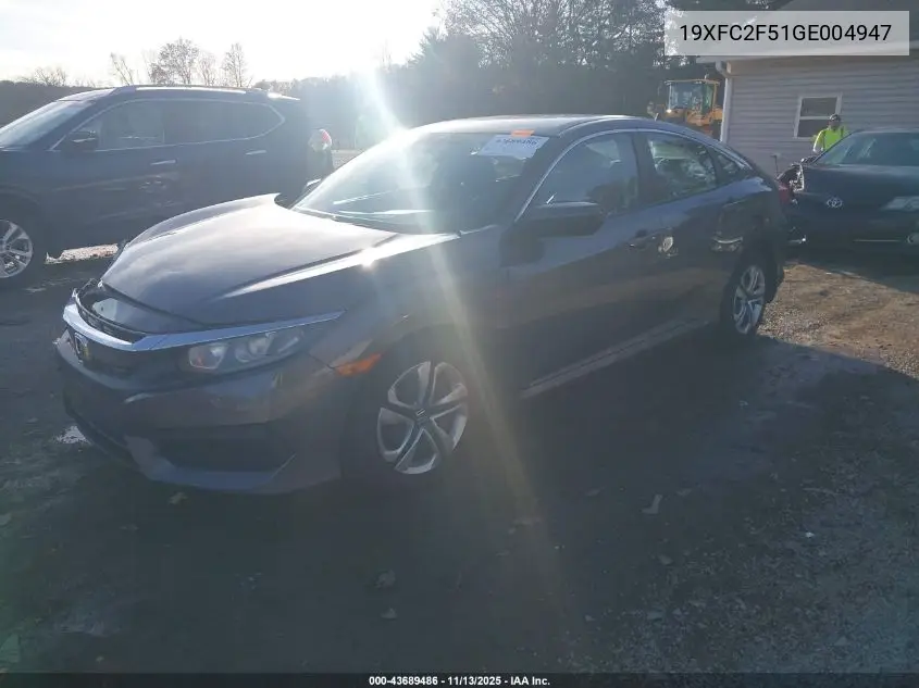 19XFC2F51GE004947 2016 Honda Civic Lx
