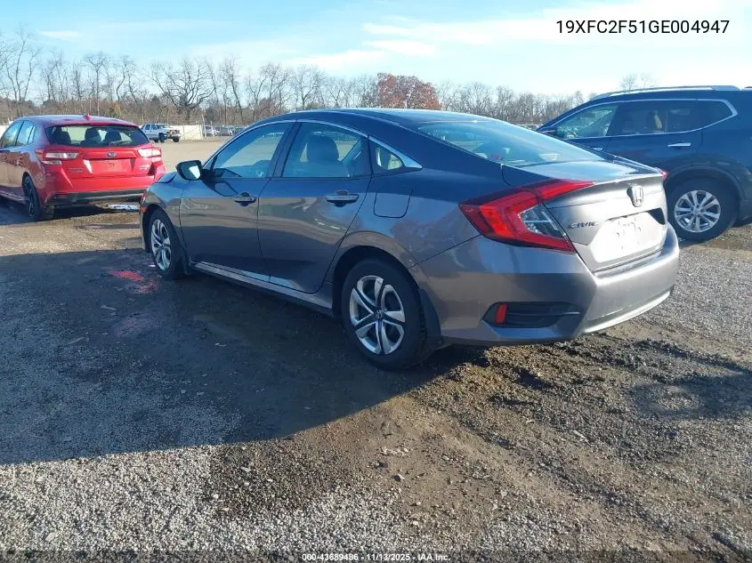 19XFC2F51GE004947 2016 Honda Civic Lx