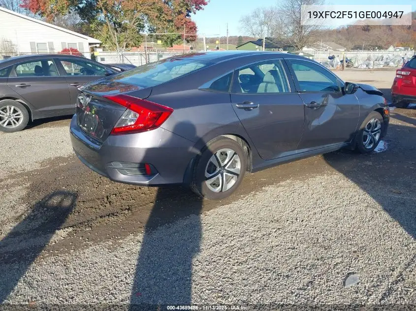 19XFC2F51GE004947 2016 Honda Civic Lx