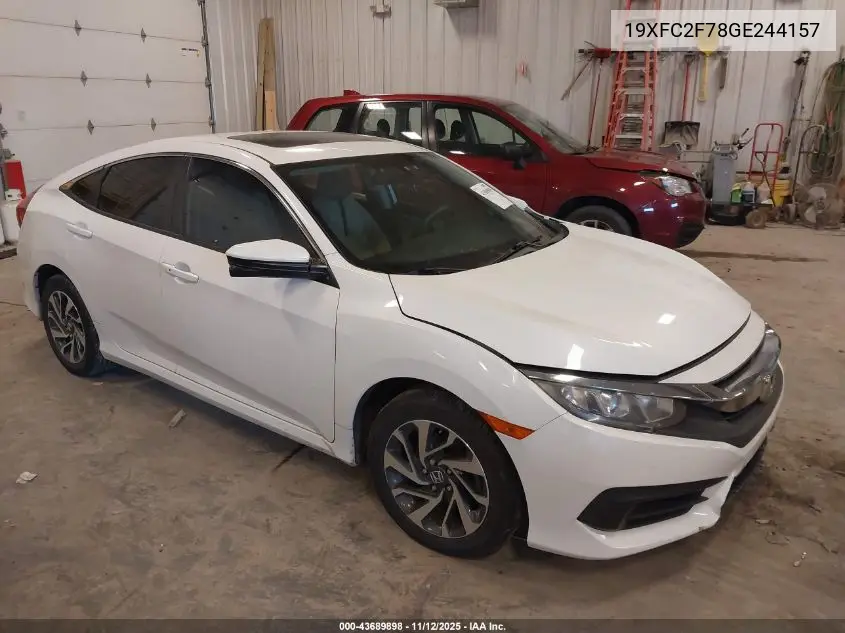 19XFC2F78GE244157 2016 Honda Civic Ex