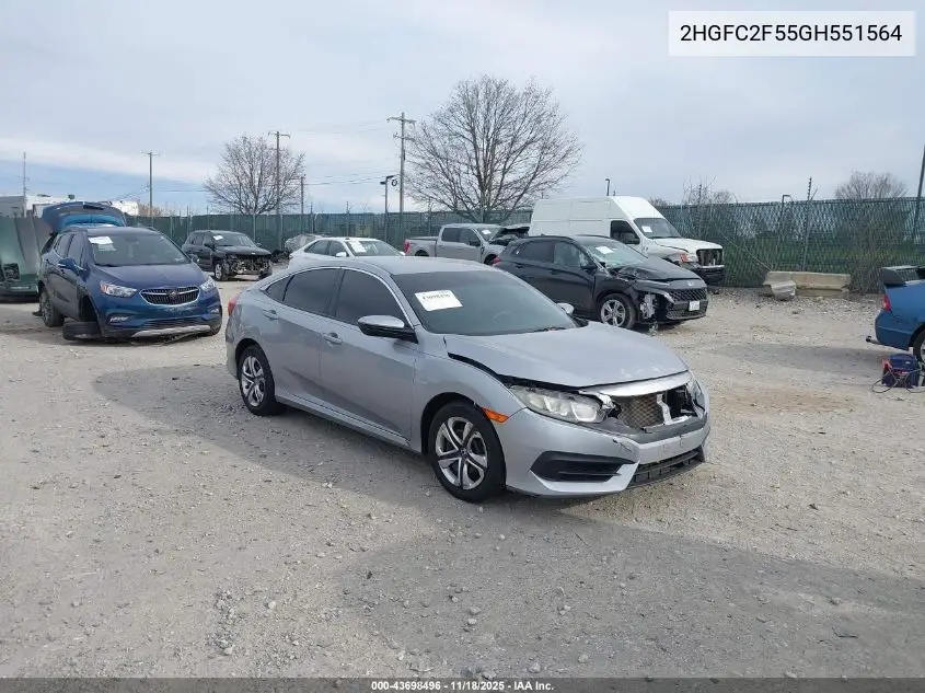 2HGFC2F55GH551564 2016 Honda Civic Lx