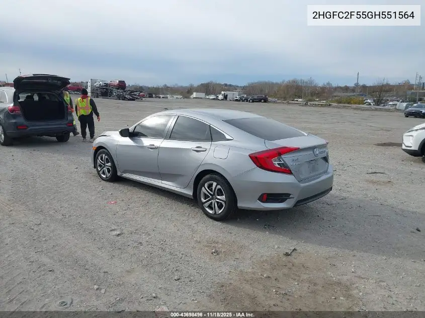 2HGFC2F55GH551564 2016 Honda Civic Lx