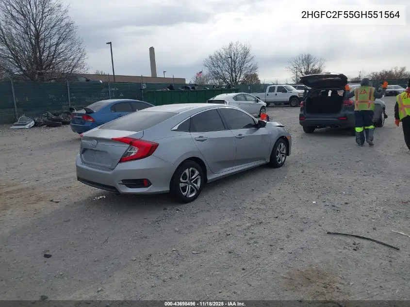 2HGFC2F55GH551564 2016 Honda Civic Lx