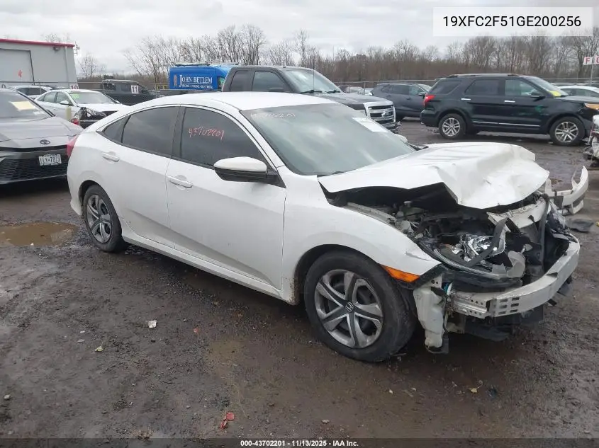 19XFC2F51GE200256 2016 Honda Civic Lx