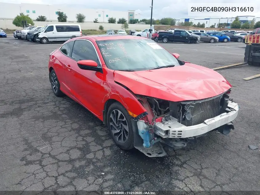 2HGFC4B09GH316610 2016 Honda Civic Lx-P