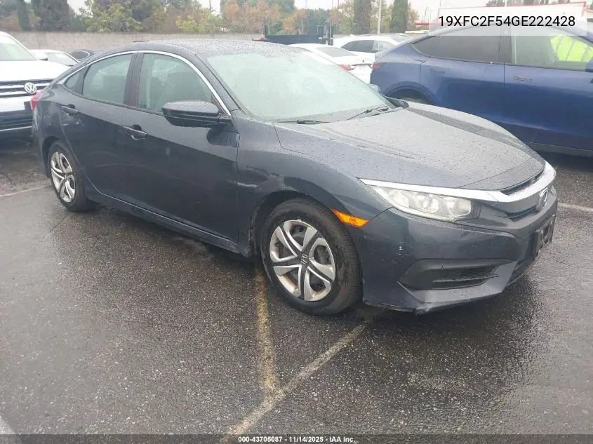 19XFC2F54GE222428 2016 Honda Civic Lx