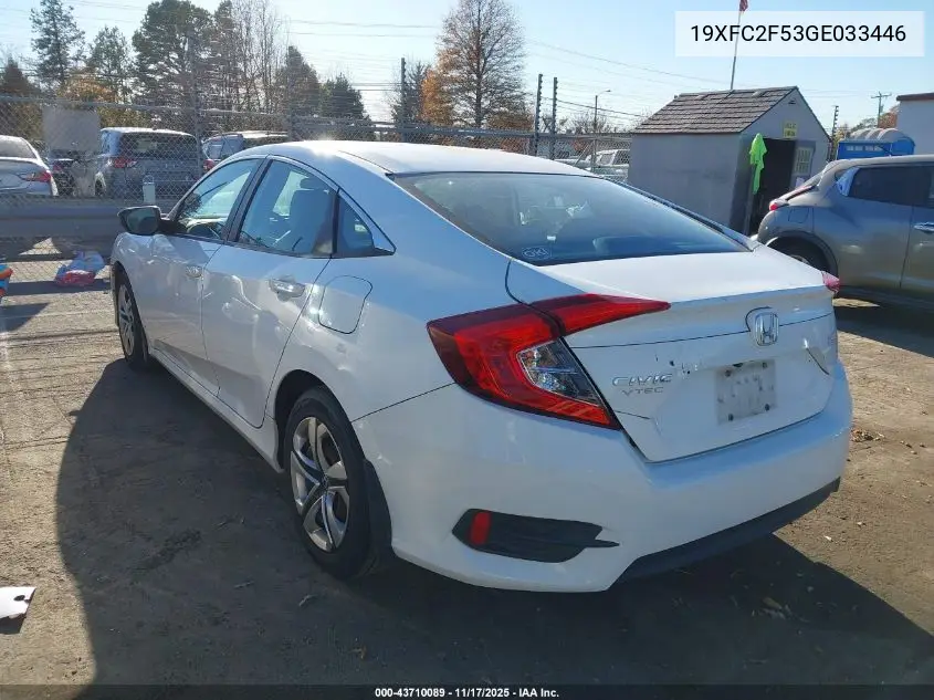 19XFC2F53GE033446 2016 Honda Civic Lx