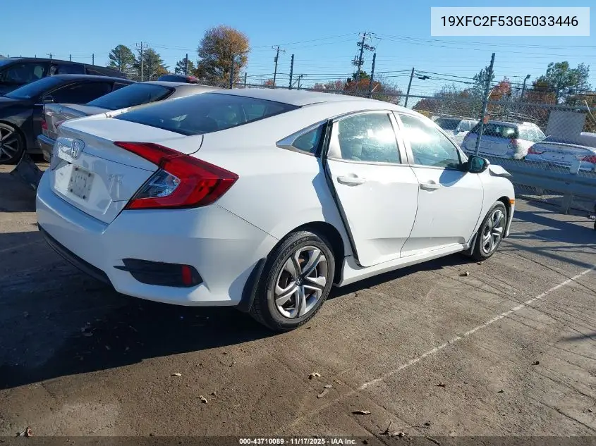 19XFC2F53GE033446 2016 Honda Civic Lx
