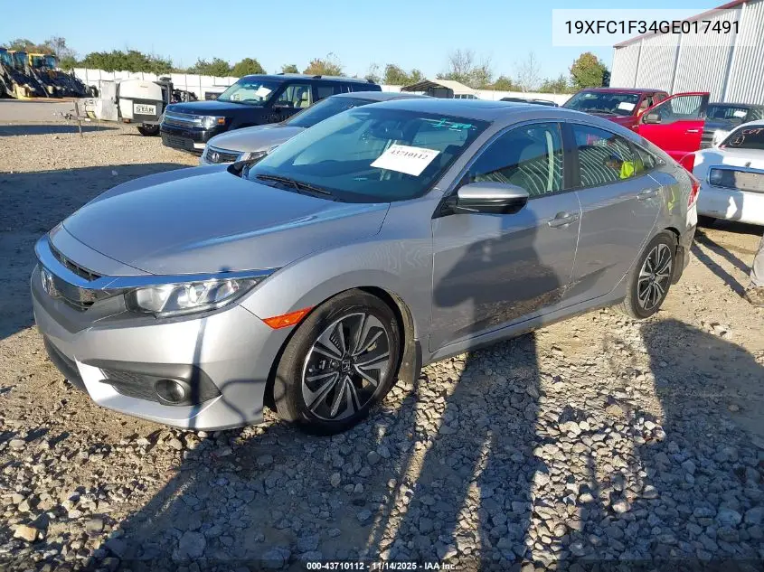 19XFC1F34GE017491 2016 Honda Civic Ex-T