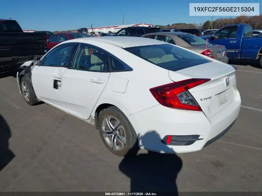 19XFC2F56GE215304 2016 Honda Civic Lx