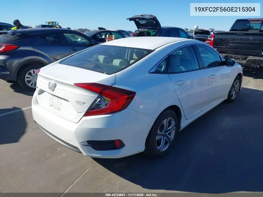 19XFC2F56GE215304 2016 Honda Civic Lx
