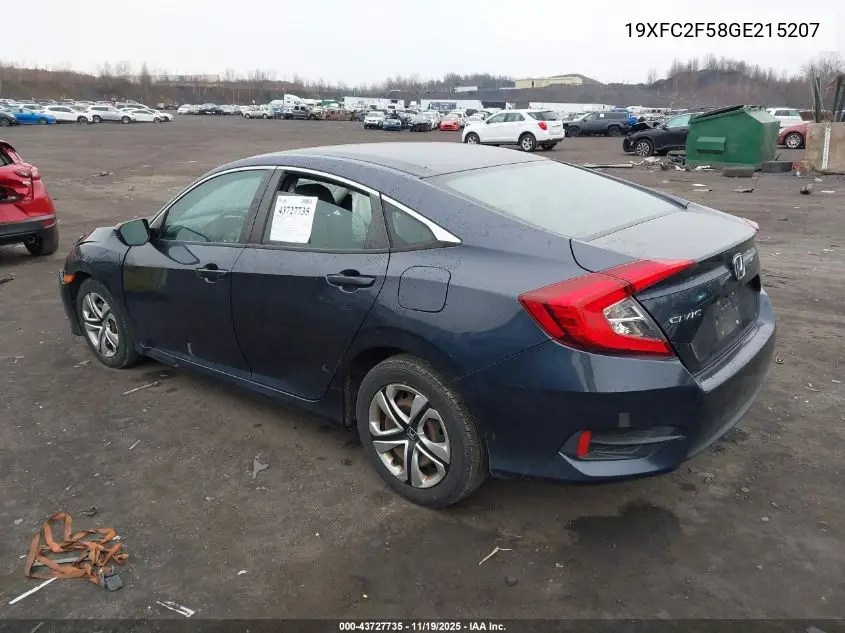 19XFC2F58GE215207 2016 Honda Civic Lx