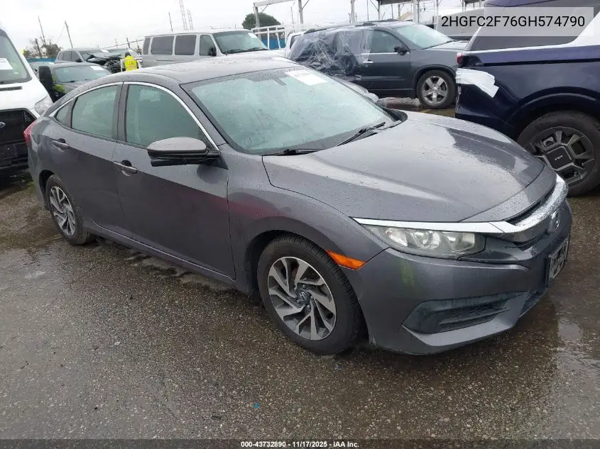 2HGFC2F76GH574790 2016 Honda Civic Ex