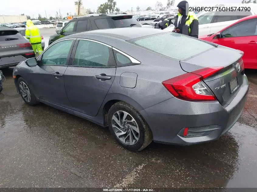 2HGFC2F76GH574790 2016 Honda Civic Ex