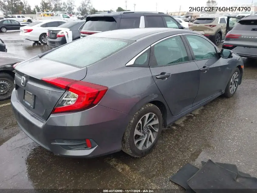2HGFC2F76GH574790 2016 Honda Civic Ex