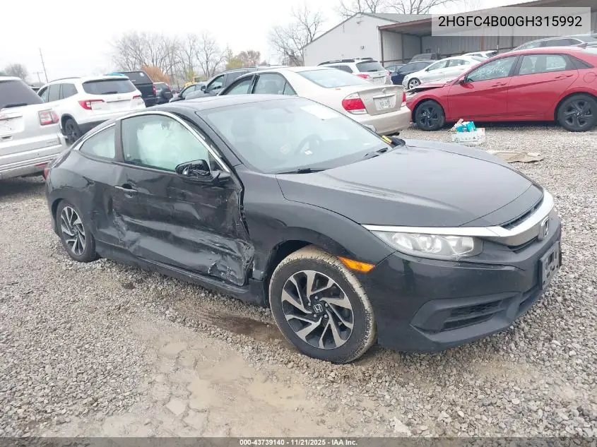 2HGFC4B00GH315992 2016 Honda Civic Lx-P