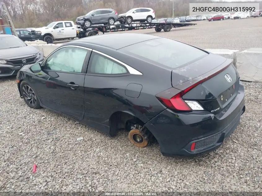 2HGFC4B00GH315992 2016 Honda Civic Lx-P