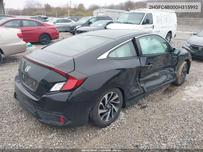 2HGFC4B00GH315992 2016 Honda Civic Lx-P