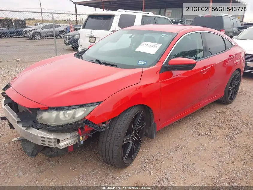 2HGFC2F56GH543778 2016 Honda Civic Lx