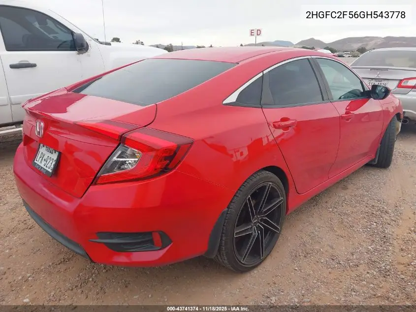 2HGFC2F56GH543778 2016 Honda Civic Lx