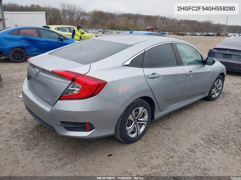 2HGFC2F54GH558280 2016 Honda Civic Lx