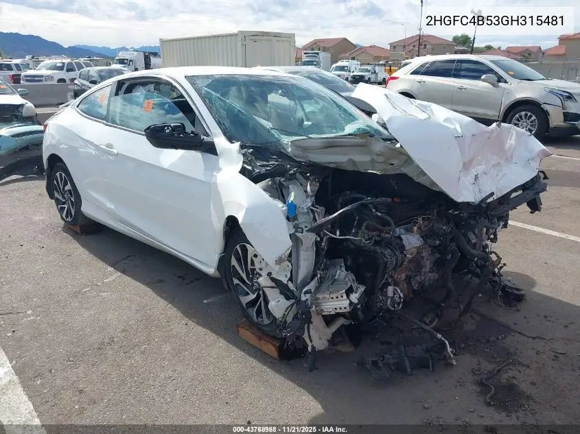 2HGFC4B53GH315481 2016 Honda Civic Lx