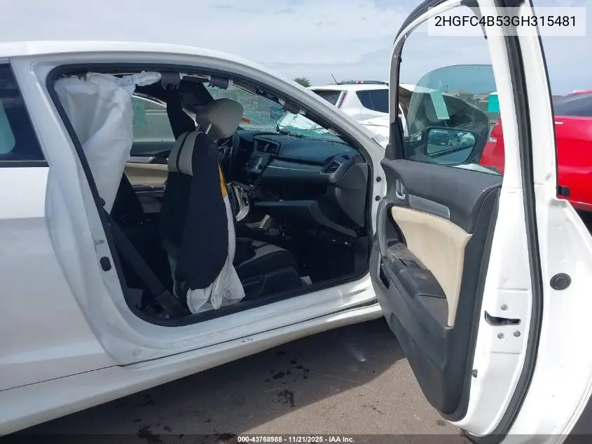 2HGFC4B53GH315481 2016 Honda Civic Lx