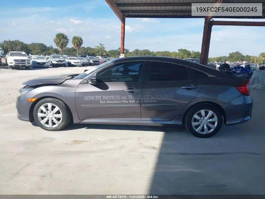 19XFC2F54GE000245 2016 Honda Civic Lx
