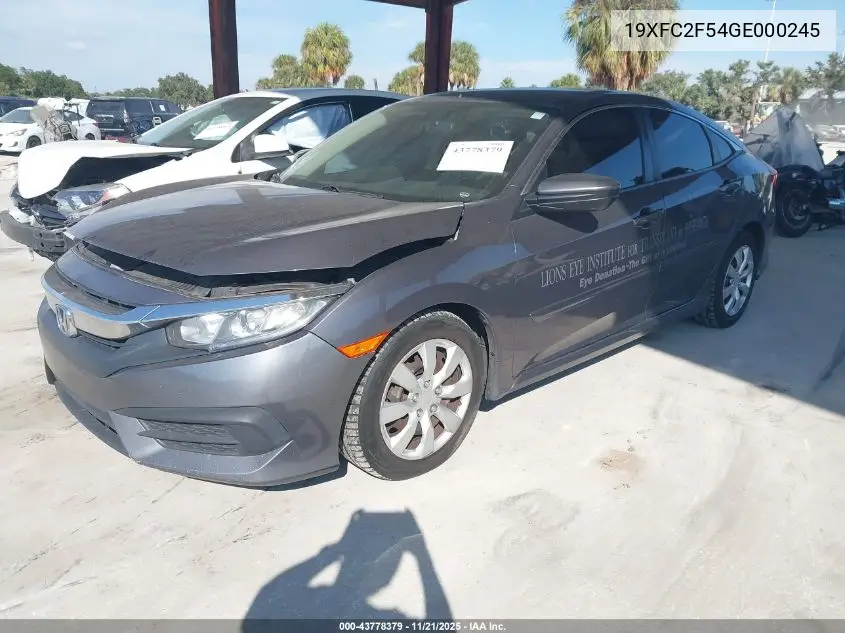 19XFC2F54GE000245 2016 Honda Civic Lx