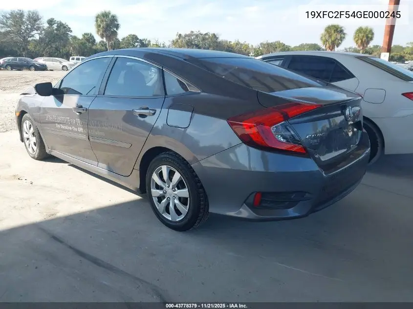 19XFC2F54GE000245 2016 Honda Civic Lx