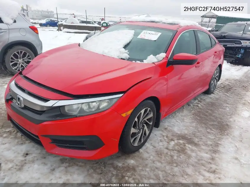 2HGFC2F74GH527547 2016 Honda Civic Ex