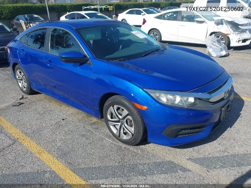 19XFC2F52GE250602 2016 Honda Civic Lx