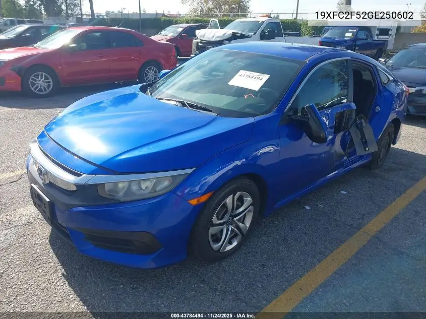 19XFC2F52GE250602 2016 Honda Civic Lx