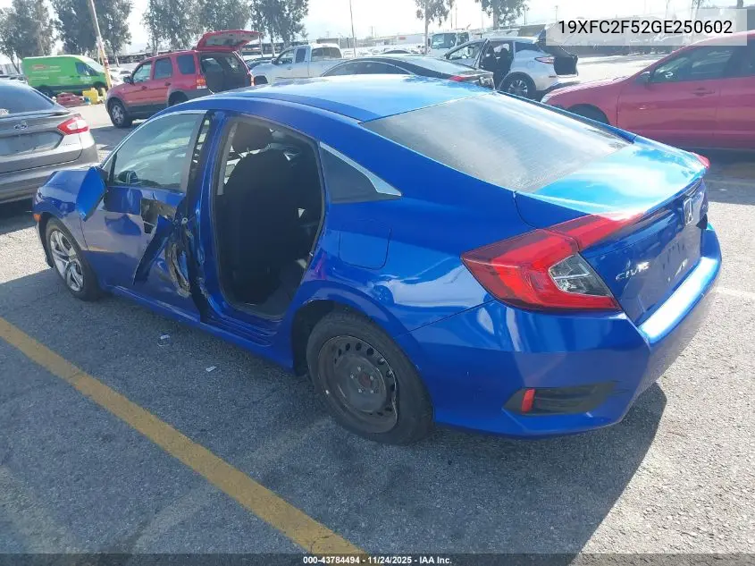 19XFC2F52GE250602 2016 Honda Civic Lx