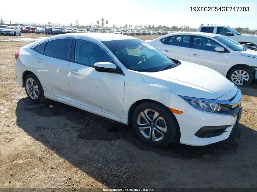 19XFC2F54GE247703 2016 Honda Civic Lx