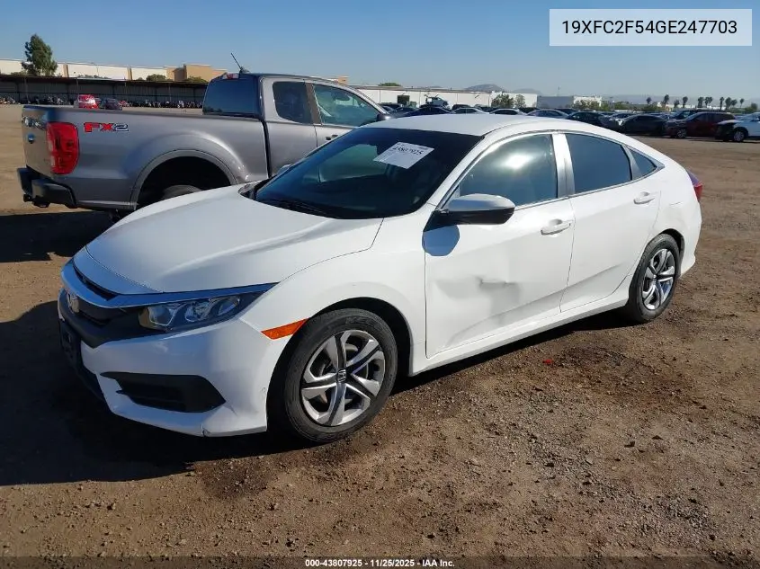 19XFC2F54GE247703 2016 Honda Civic Lx