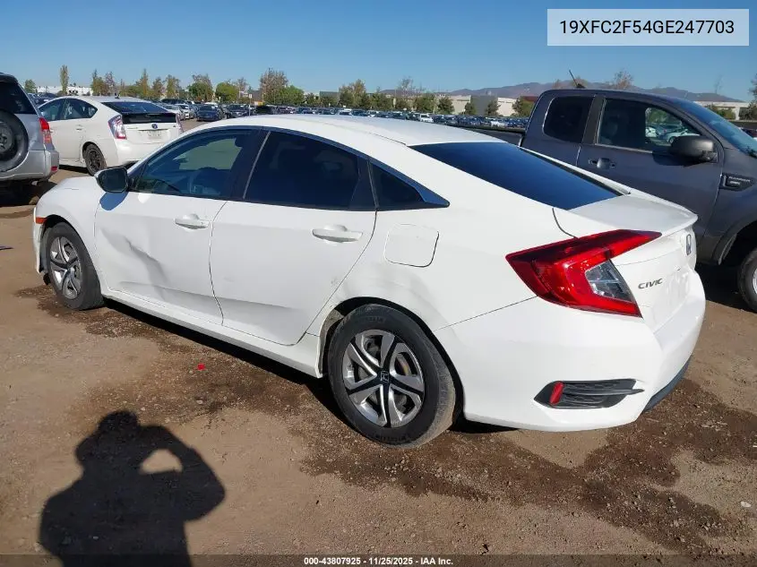 19XFC2F54GE247703 2016 Honda Civic Lx