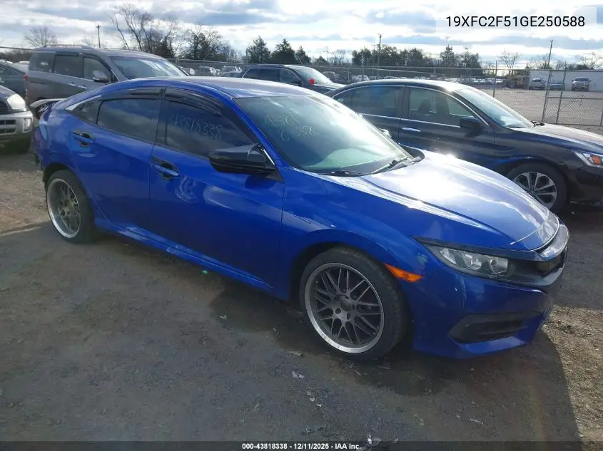 19XFC2F51GE250588 2016 Honda Civic Lx