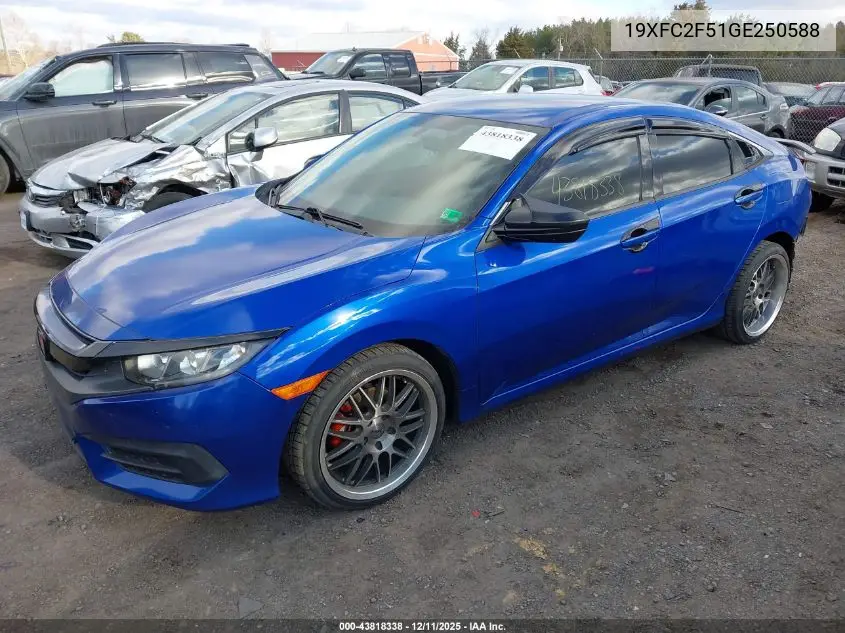 19XFC2F51GE250588 2016 Honda Civic Lx