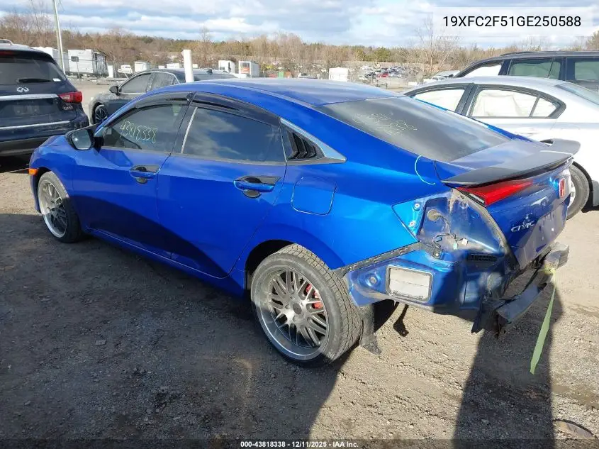 19XFC2F51GE250588 2016 Honda Civic Lx