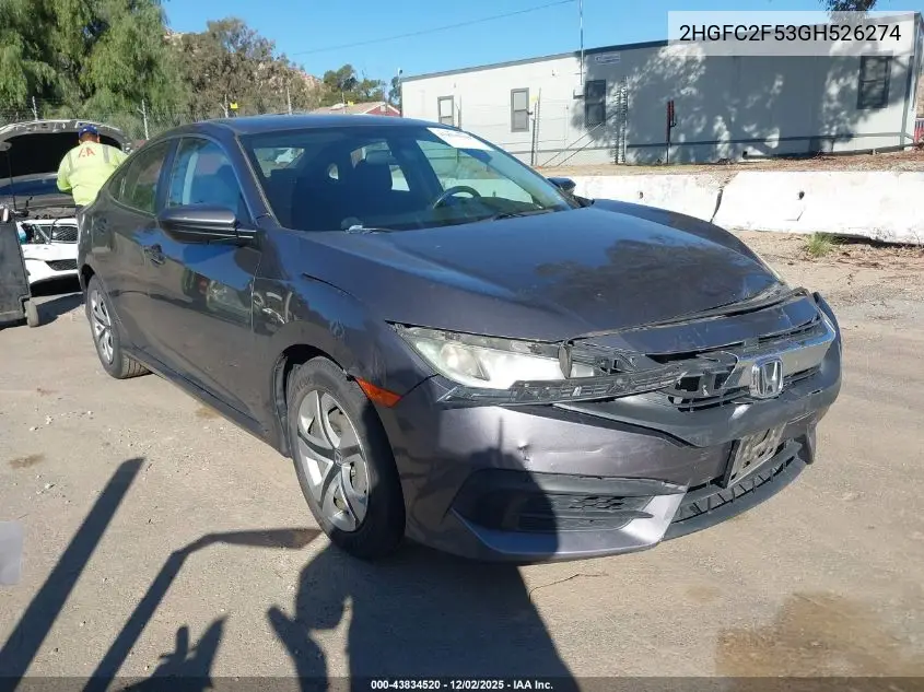 2HGFC2F53GH526274 2016 Honda Civic Lx