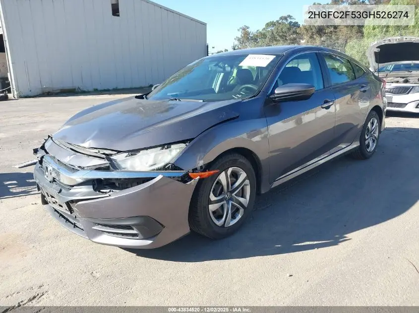 2HGFC2F53GH526274 2016 Honda Civic Lx