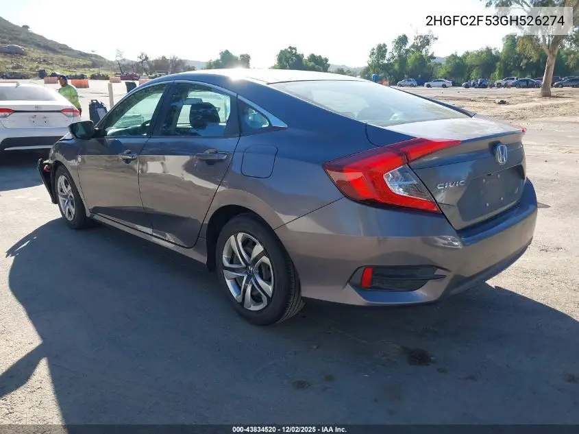 2HGFC2F53GH526274 2016 Honda Civic Lx